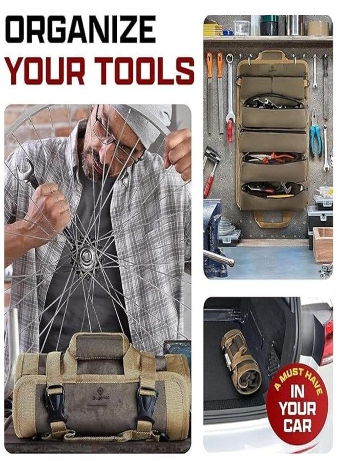 BUYOHLIC Heavy Duty Roll-Up Tool Bag - Water-Resistant, Multi-Purpose Organizer with Detachable Zipper Pouches for Technicians & Mechanics - Image 4